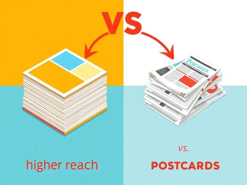 A visually appealing image comparing the cost and reach of CoMoConnects postcards to traditional advertising methods like newspaper ads.