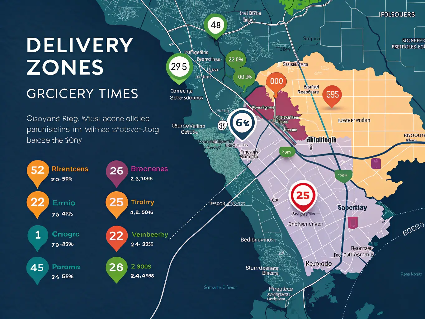 A graphic illustrating the distribution network of CoMoConnects postcards, highlighting the targeted delivery to local residences and businesses.